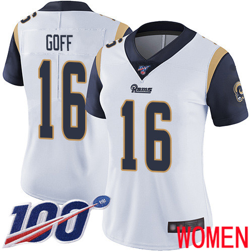 Los Angeles Rams Limited White Women Jared Goff Road Jersey NFL Football #16 100th Season Vapor Untouchable->los angeles rams->NFL Jersey